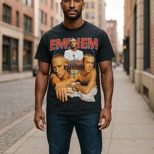Eminem‎ Slim Shady rap tee bullseye modern aop vintage 90s style shirt Sz L